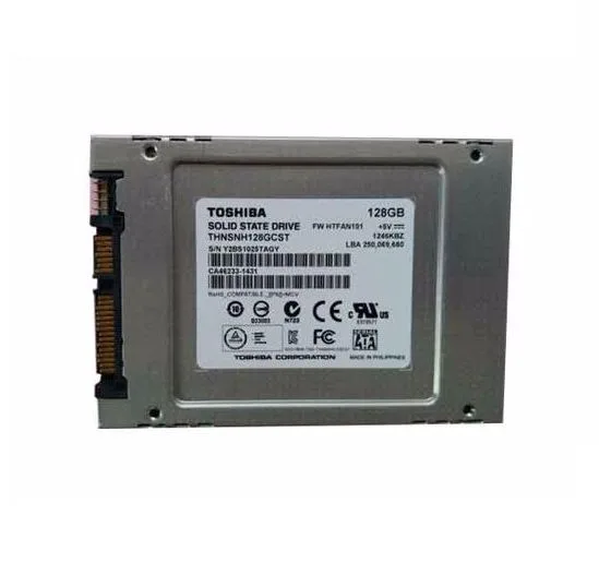 Rectangular 2.5-inch SSD with black label, gold edge connector, 7mm thick