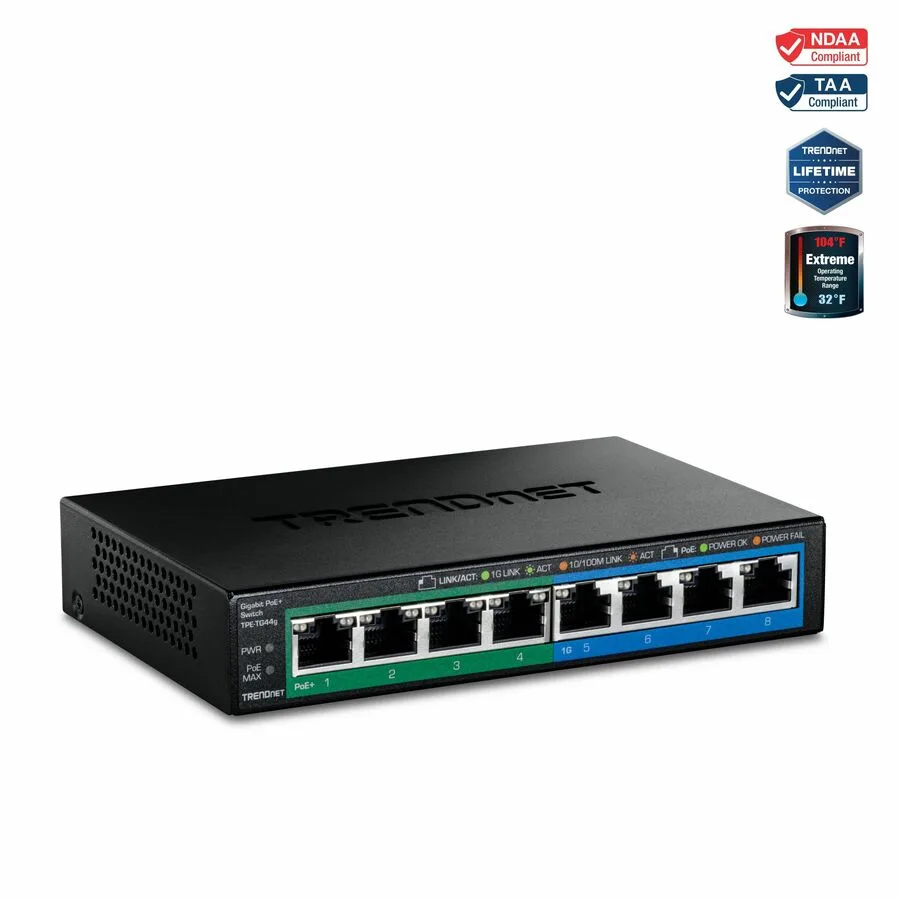 TRENDnet TRENDnet TPE-TG44G 8-Port Gigabit PoE+ Network Switch — foto produk