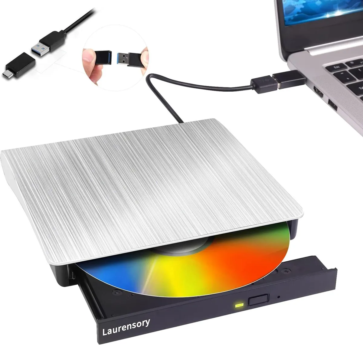 KEHIPI KEHIPI External DVD Duplicator USB 3.0 Type-C Silver — fotografie produktu