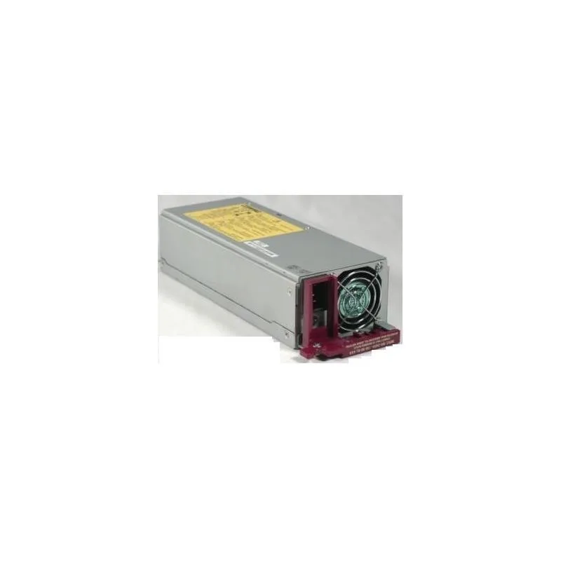 Rectangular silver server power supply unit with rear fan grille and IEC inlet