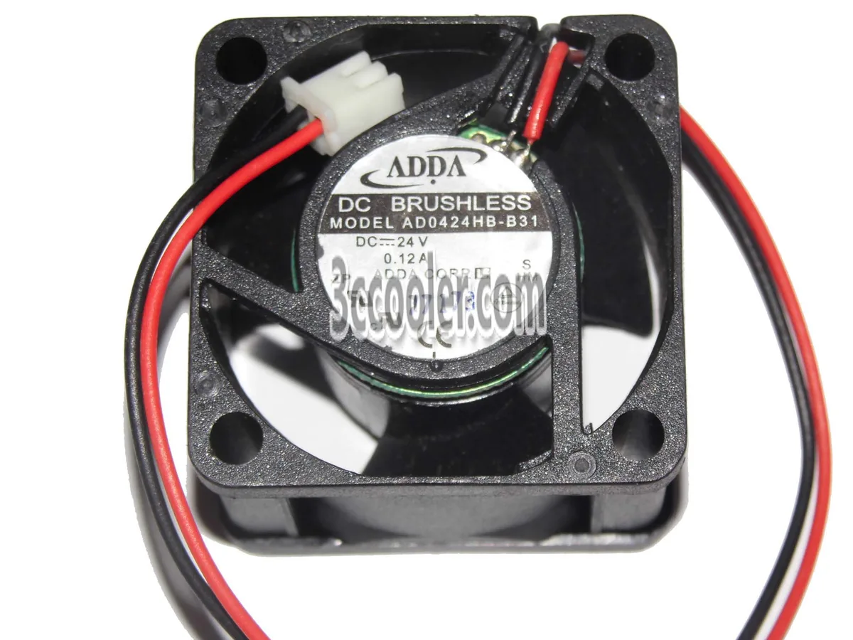 Small black square 40mm fan with ball bearing, two wires