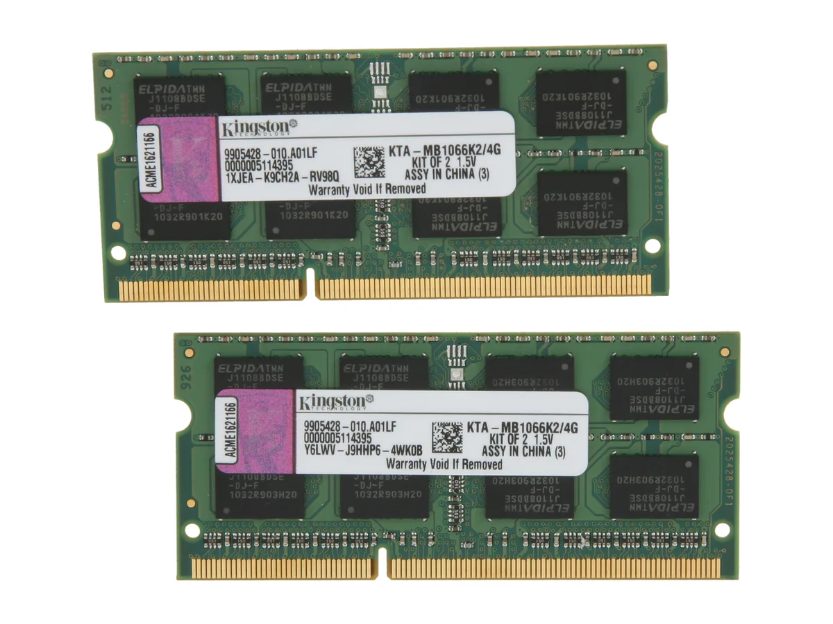 Kingston Technology Corp. Kingston Technology Corp. KTA-MB1066K2/4G 4GB (2 x 2GB) DDR3 1066 SO-DIMM memory upgrade — product photo