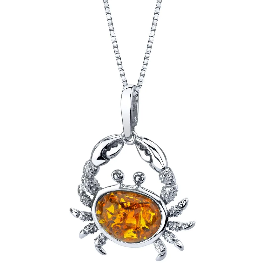 Oravo Oravo Baltic Amber Sterling Silver Crab Pendant Necklace 18" 3.6ct — product photo