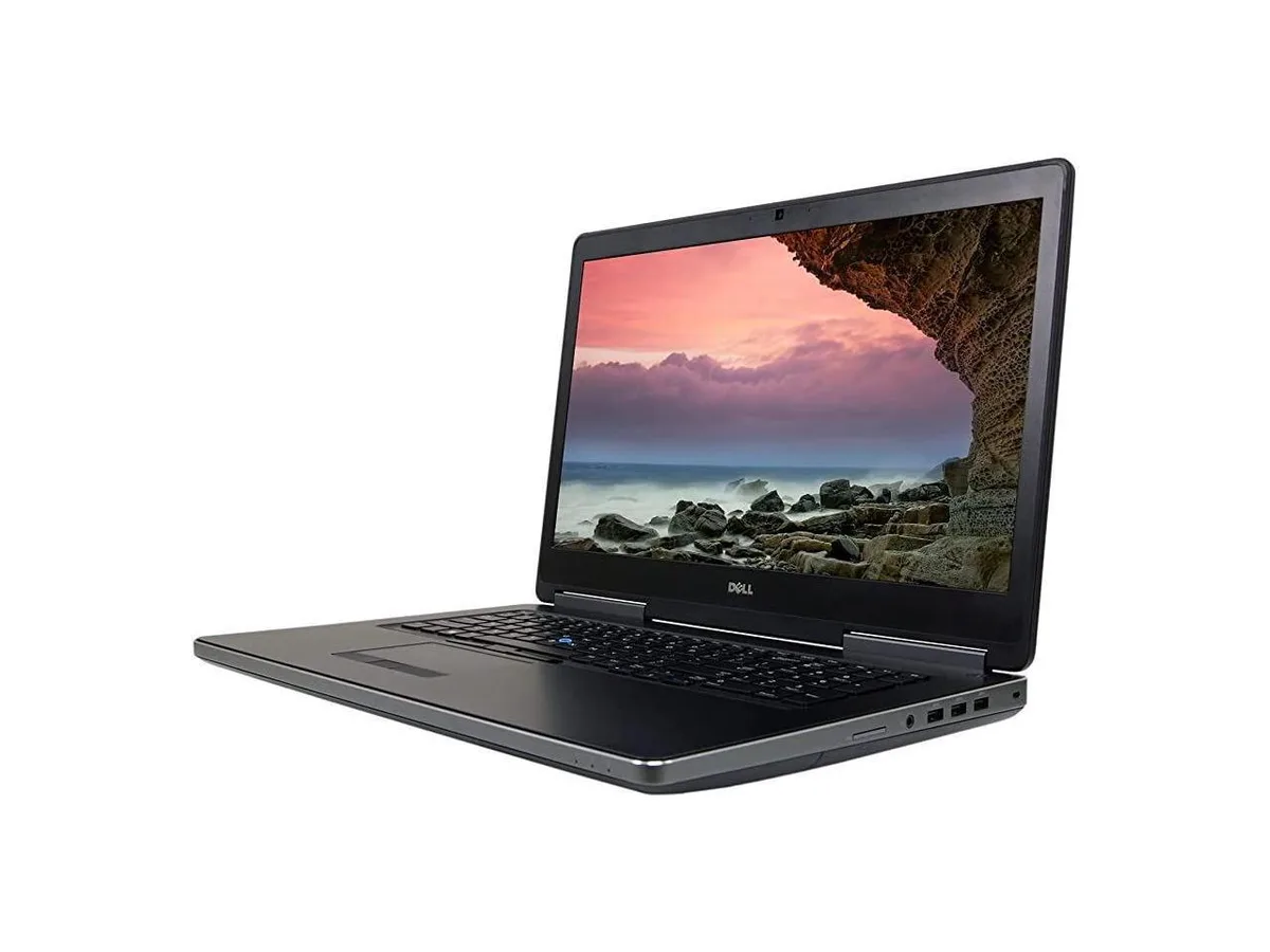 Black Dell Precision 7720 laptop, 17.0 inch non-touch screen, backlit keyboard, 240W adapter
