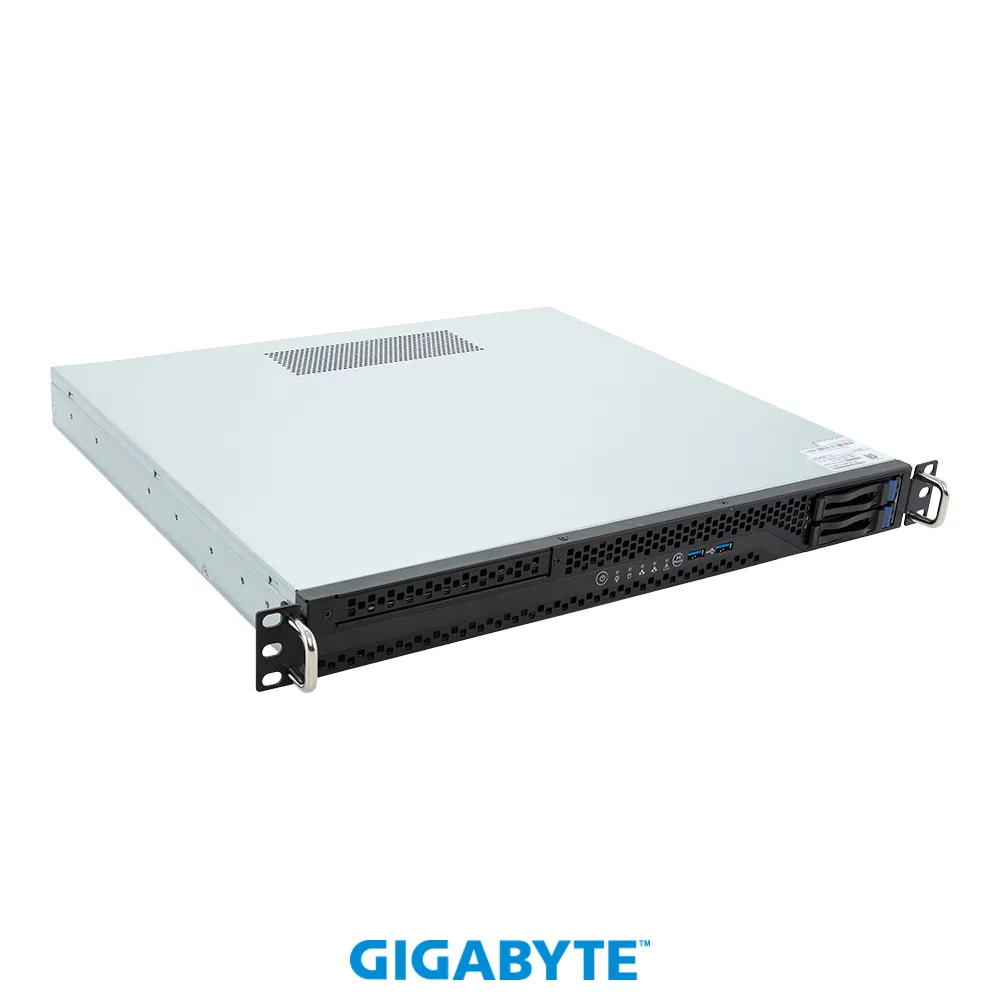 Silver 2U rack server chassis front view with drive bays and control panel