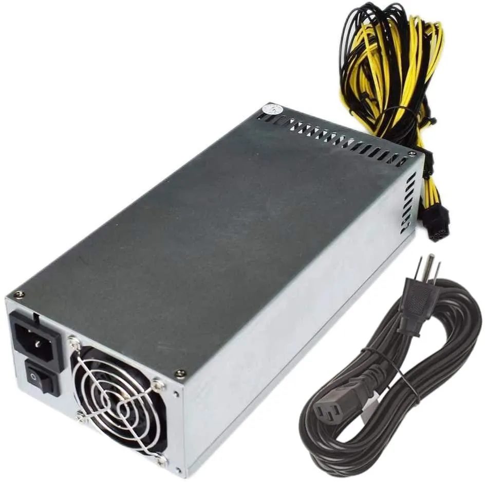 Silver 2U modular mining PSU with ten 6-pin connectors