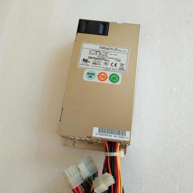 Compact 1U ATX power supply unit with matte black finish and rear fan grille