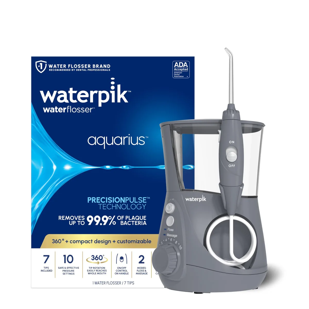 Waterpik Aquarius Water Flosser WP-667 White 10 Settings 7 Tips — product photo