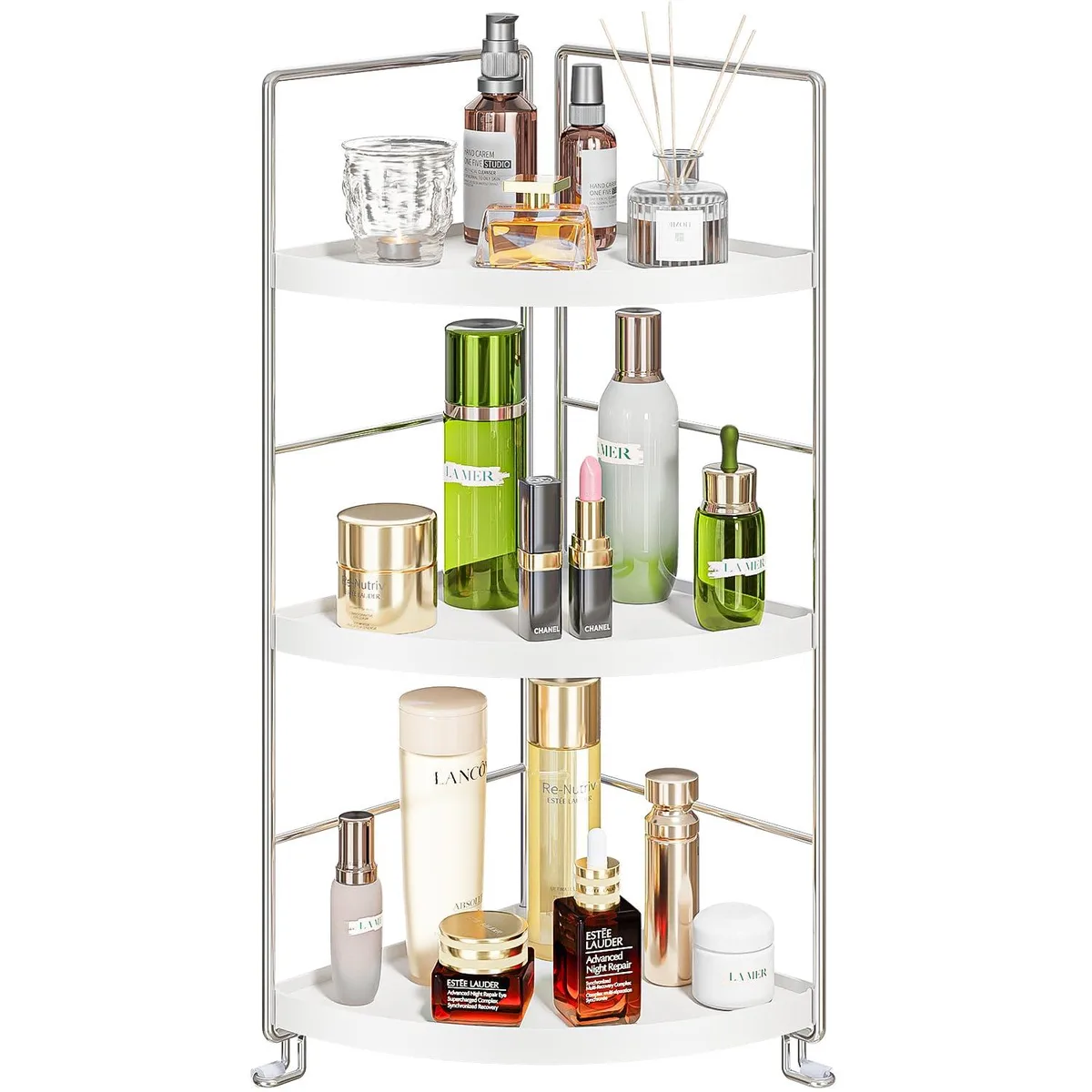  KINGBERWI QBG07041 3-Tier Corner Decorative Shelving White 6.7in — fotografia produktu