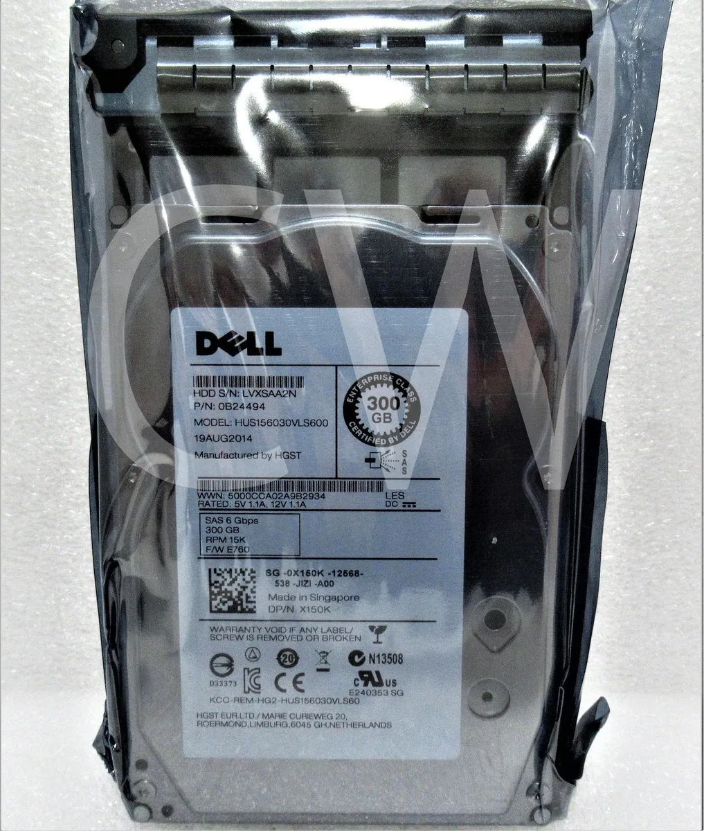 Silver 3.5 inch SAS hard drive in black caddy tray