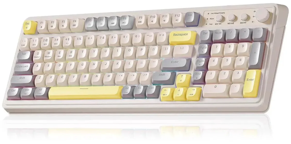 AULA AULA S99 Grey & Yellow Gaming Keyboard — produktbild