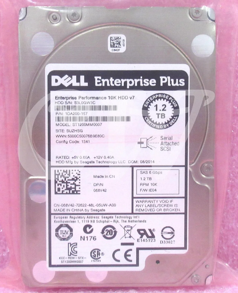 Silver 2.5 inch SAS hard drive bare drive with green circuit board visible