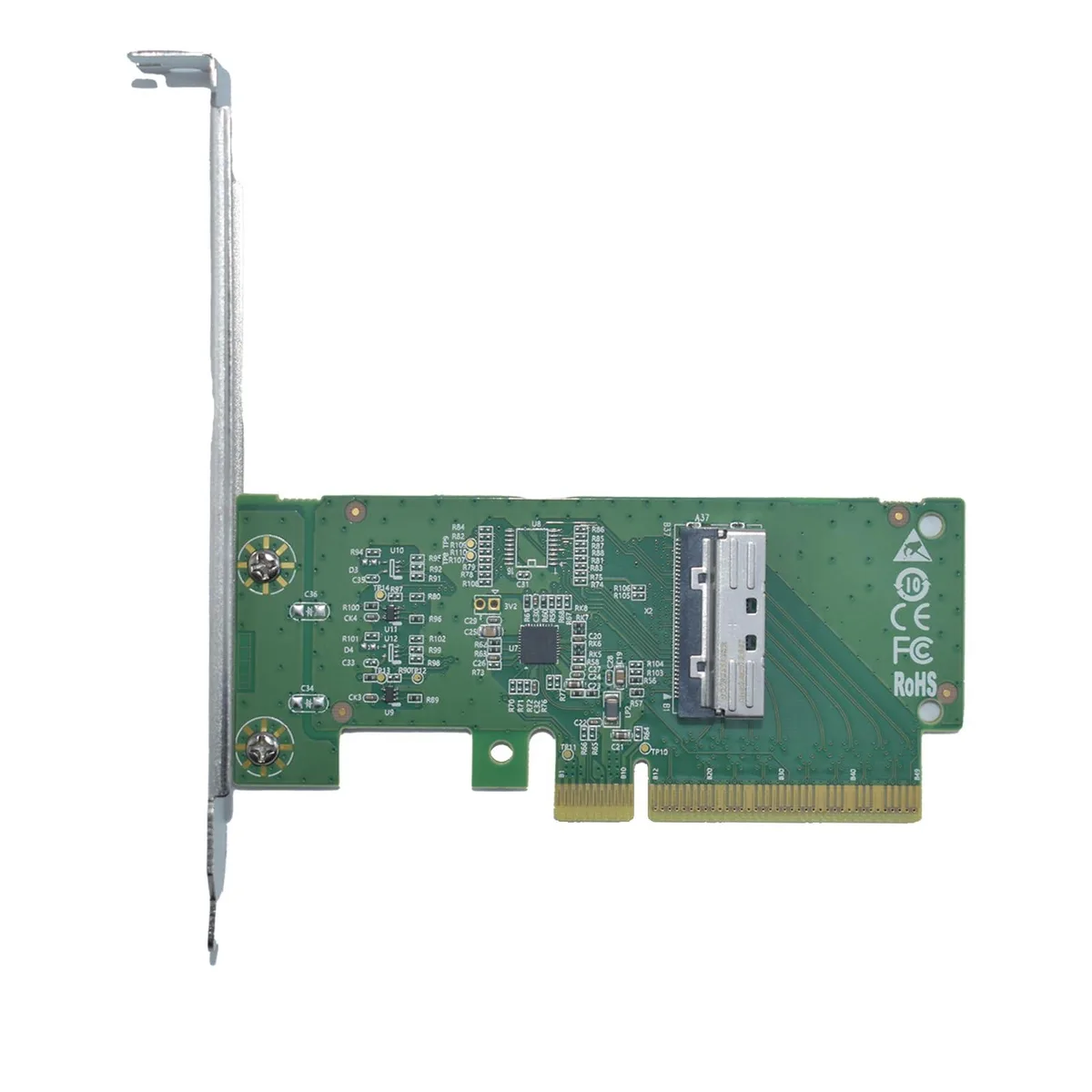 LetLinkSo LetLinkSo LLS-CD-1PC1MC-01 PCIe 5.0 x8 to MCIO x8 Adapter Card for 2 U.2 NVMe SSD (Side Right Interface) — ürün fotoğrafı
