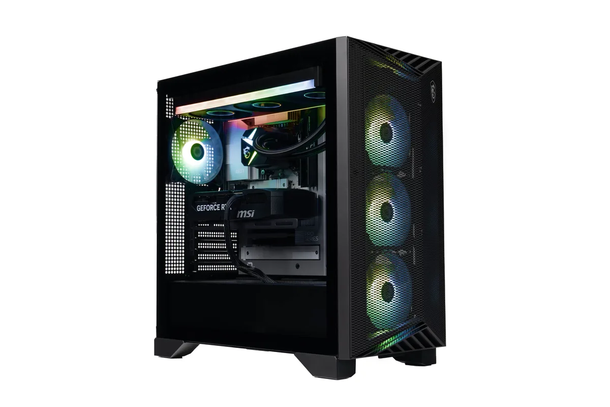 MSI Aegis RS2 tower, dark angular chassis with front mesh panel