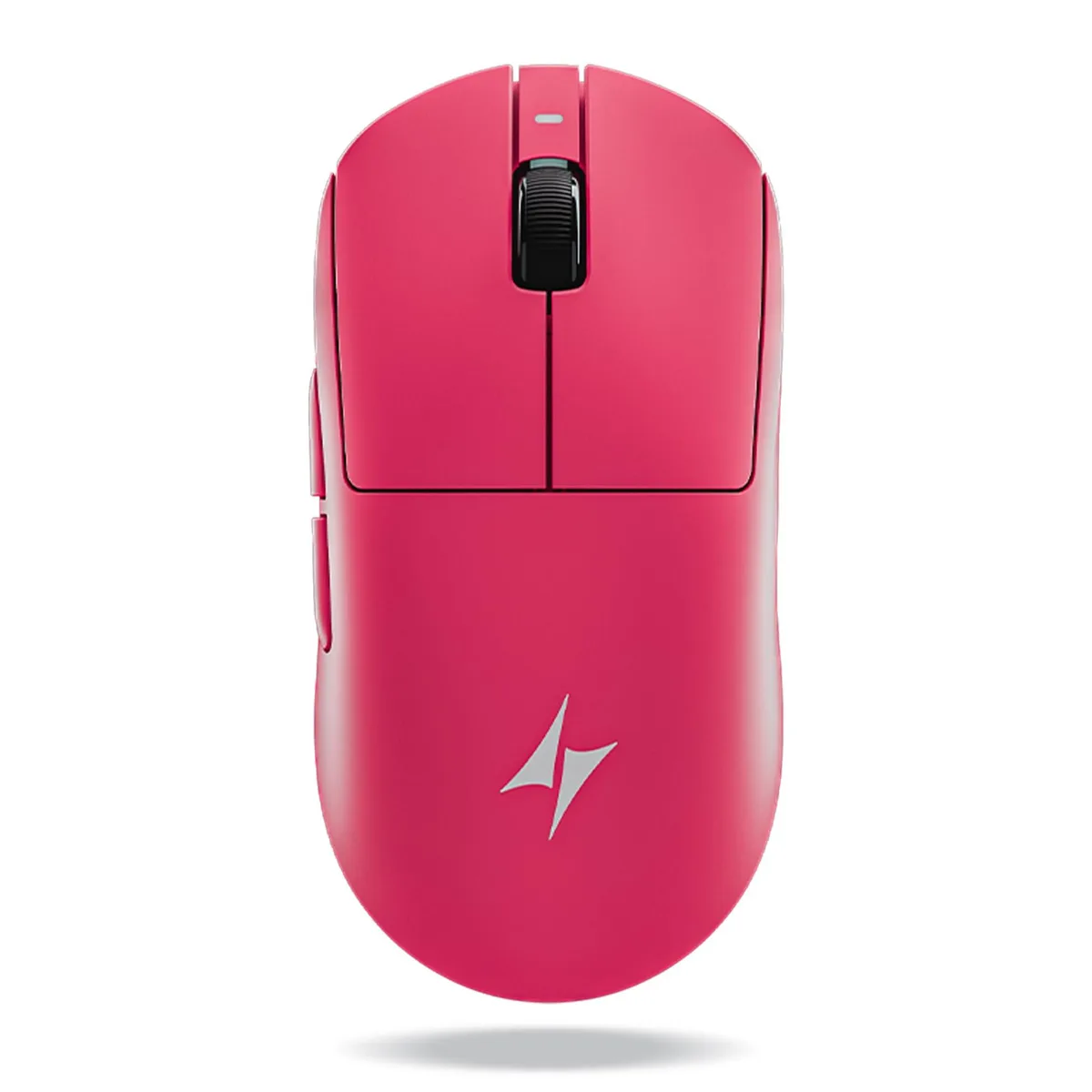 Pink lightweight gaming mouse, right-handed ergonomic shell, matte finish, USB-C port visible