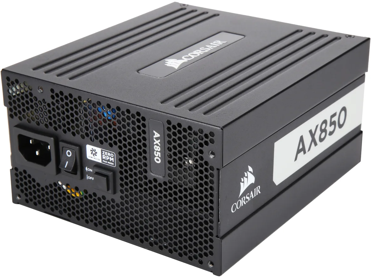 Rectangular black ATX power supply with modular cable sockets and a 135mm fan grille