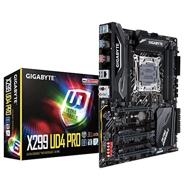 ATX motherboard with black PCB and silver heatsinks