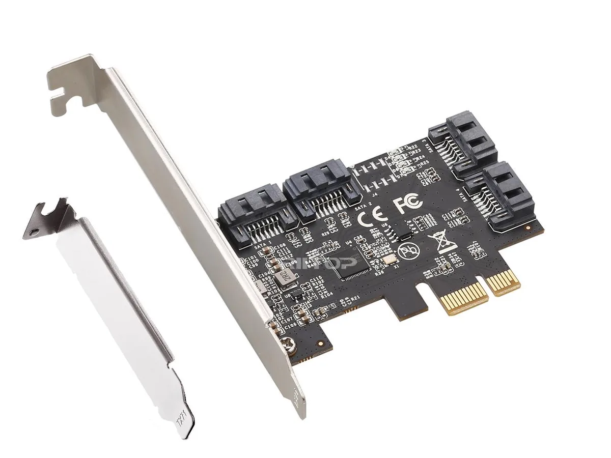 RIITOP RIITOP 4-Port SATA 6Gbps PCIe 3.0 Controller Card Low Profile Non-RAID ASM1064 — ภาพสินค้า