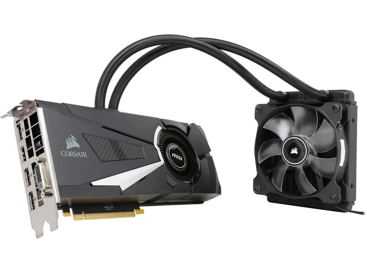MSI GeForce GTX 1080 SEA HAWK X hybrid graphics card with black metal shroud and integrated liquid cooling block