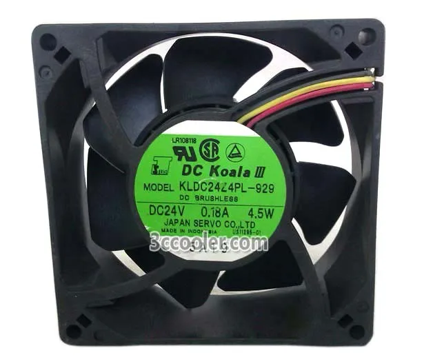 Black 90mm square cooling fan 32mm thick with three wires