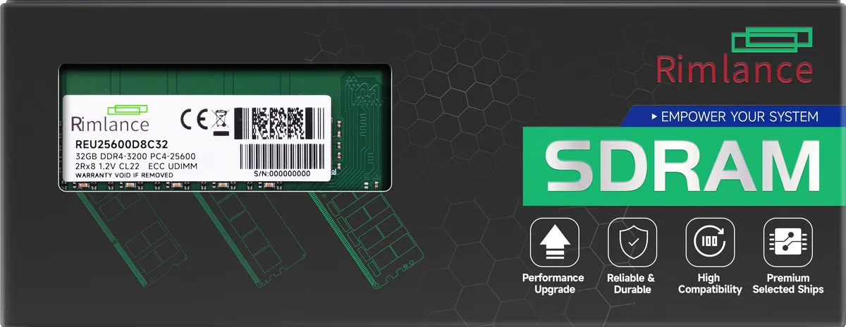 RIMLANCE RIMLANCE REU25600D8C32 32GB DDR4 3200 ECC UDIMM 2Rx8 CL22 1.2V — produktfoto