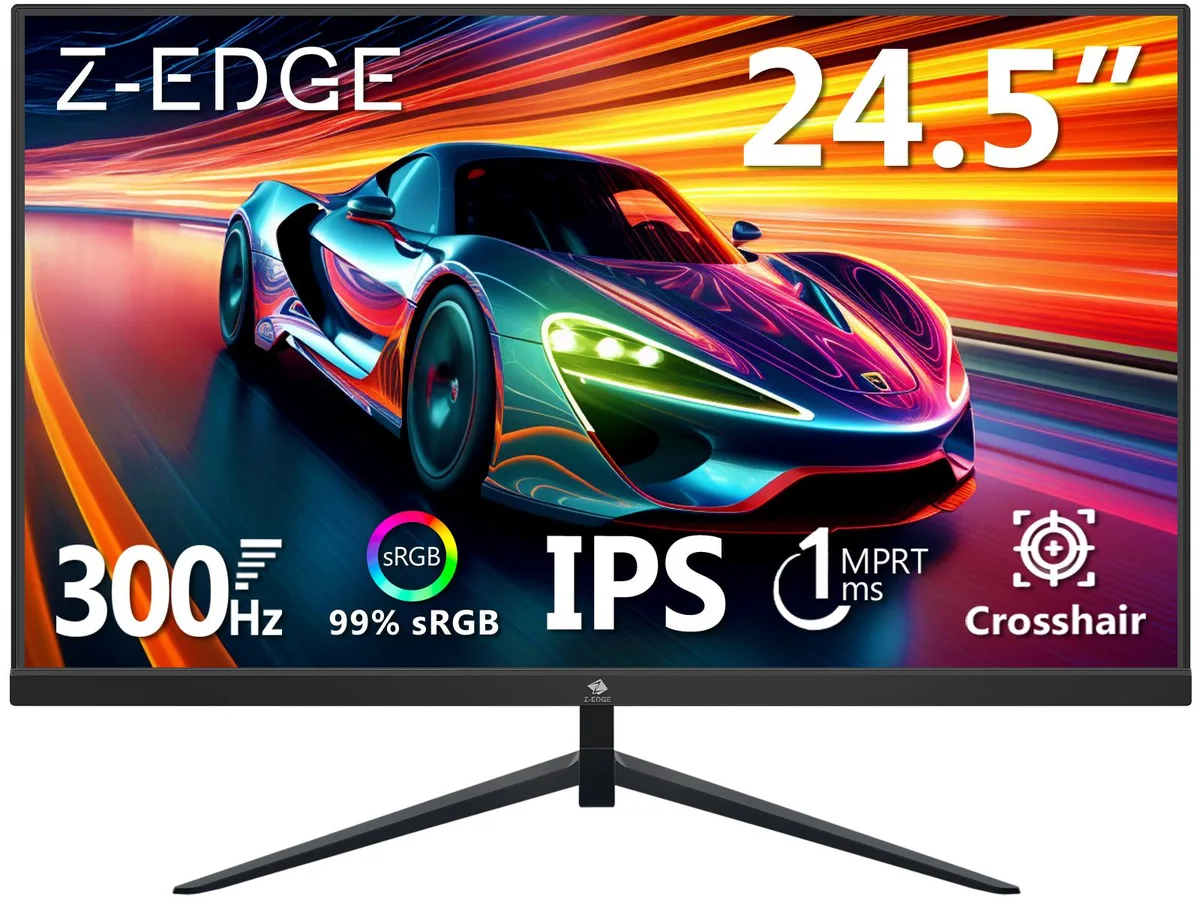 Flat 24.5 inch IPS gaming monitor with ultra-slim bezel and matte anti-glare finish