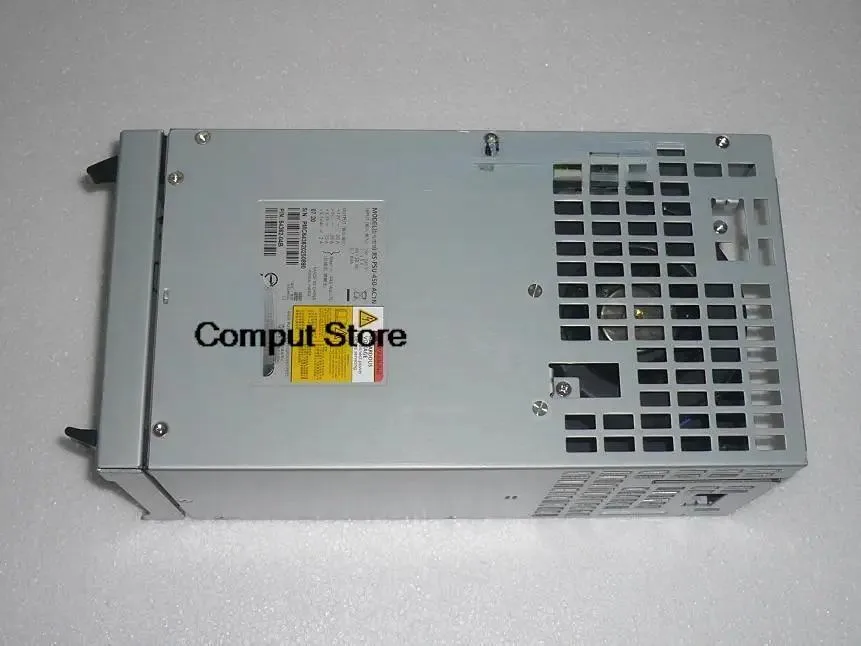 Rectangular silver power supply unit with rear fan grille and connector panel