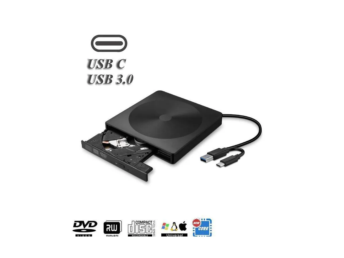 BONAEVER BONAEVER Type C USB 3.0 Slim External CD DVD RW Drive 139x1395x12MM 400g — zdjęcie produktu