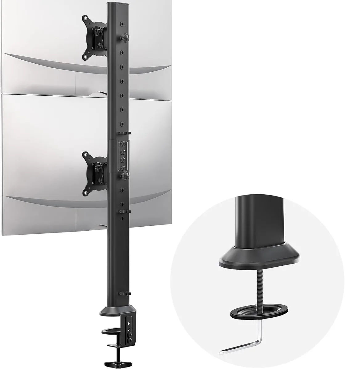 BFKK BFKK Dual Monitor Articulating Desk Mount Arm Stand Vertical Stack 13 to 34 Inch C Clamp Monitor Accessory — תמונת המוצר
