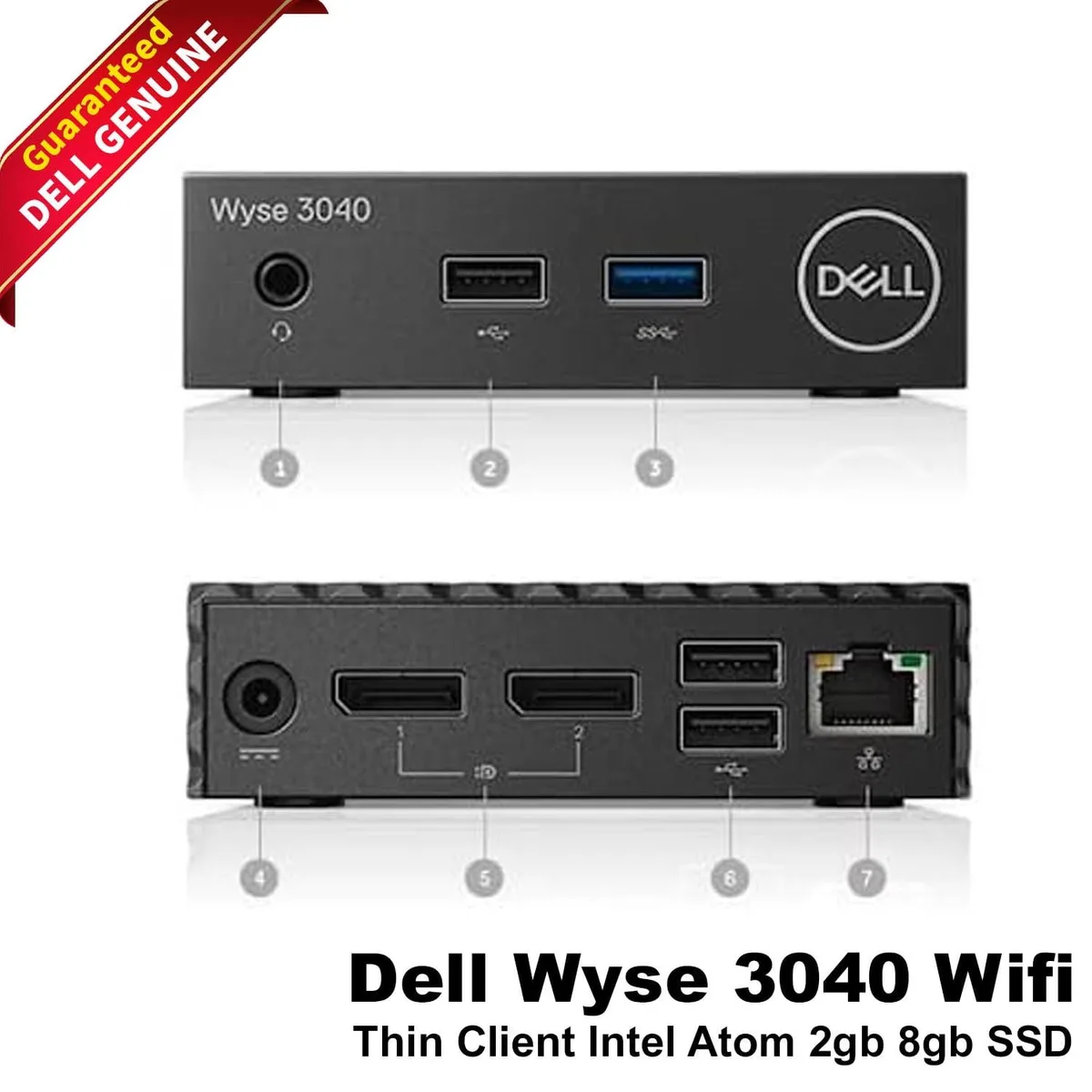 Small black rectangular thin client with WiFi antenna visible