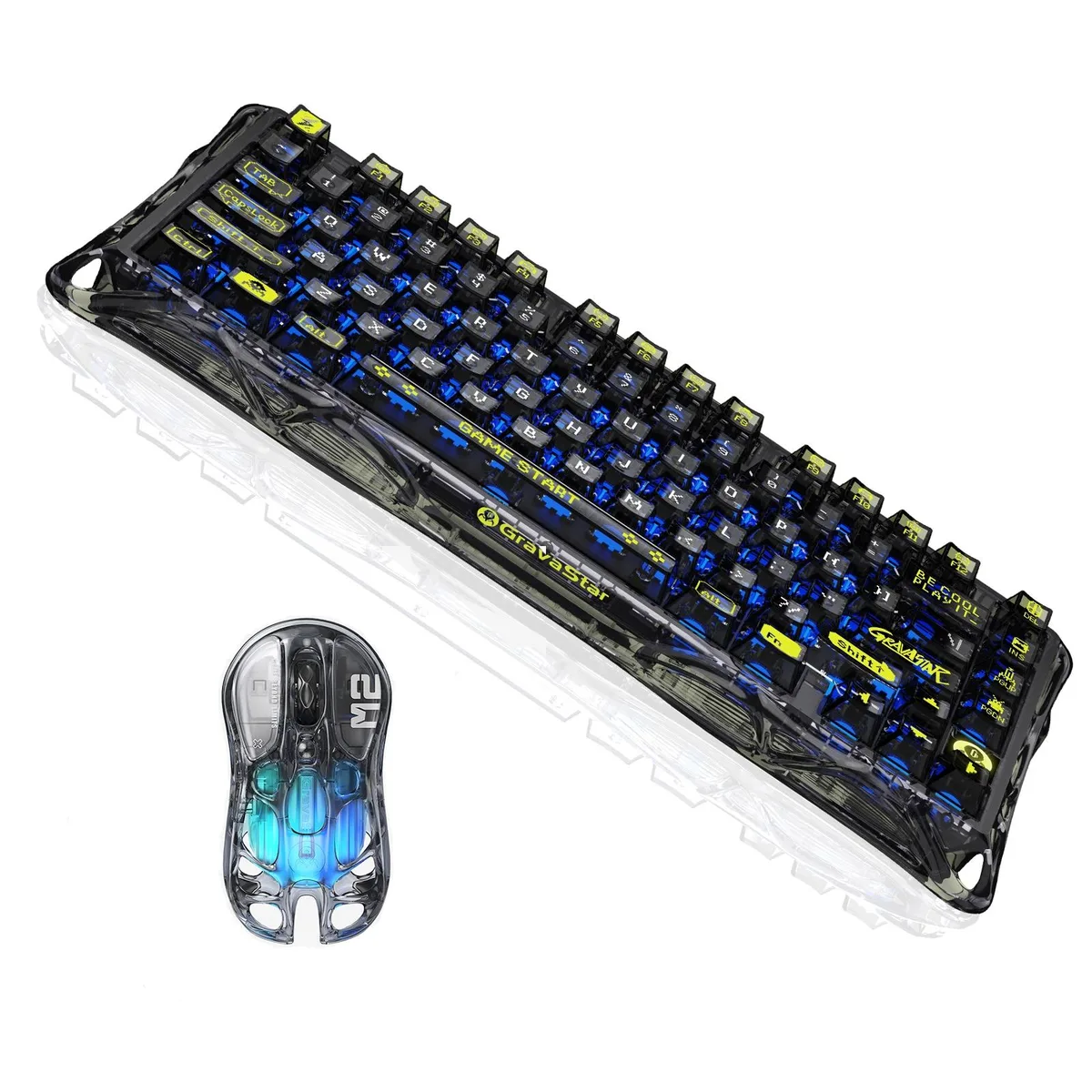 Transparent black skeletal gaming mouse with magnesium alloy frame