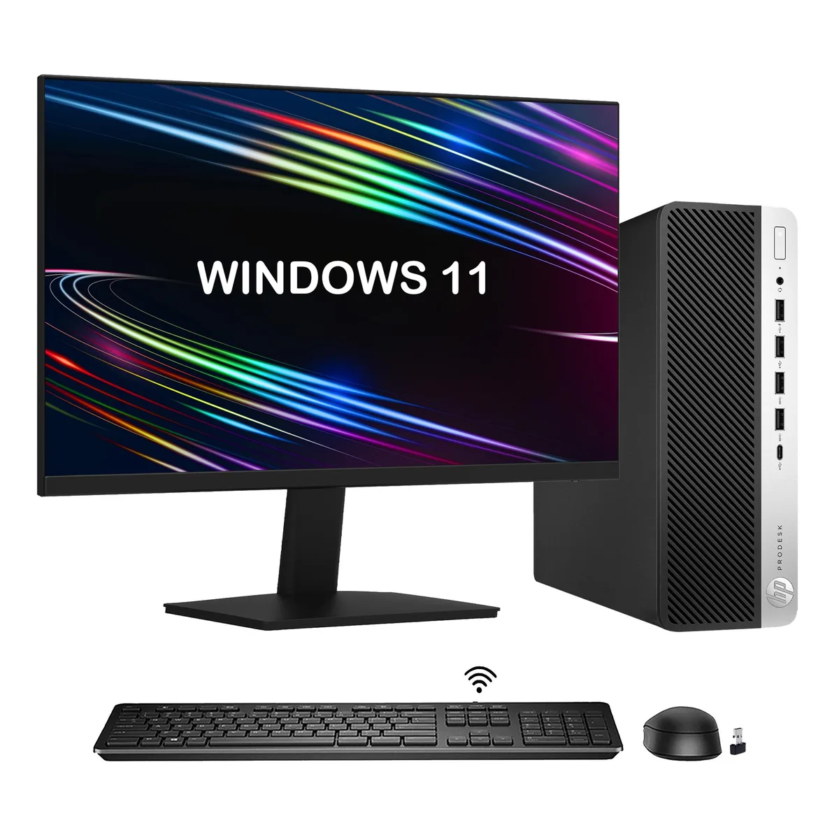 HP HP ProDesk 600 G5 SFF desktop PC 24" monitor i5-9500 32GB DDR4 1TB NVMe — product photo