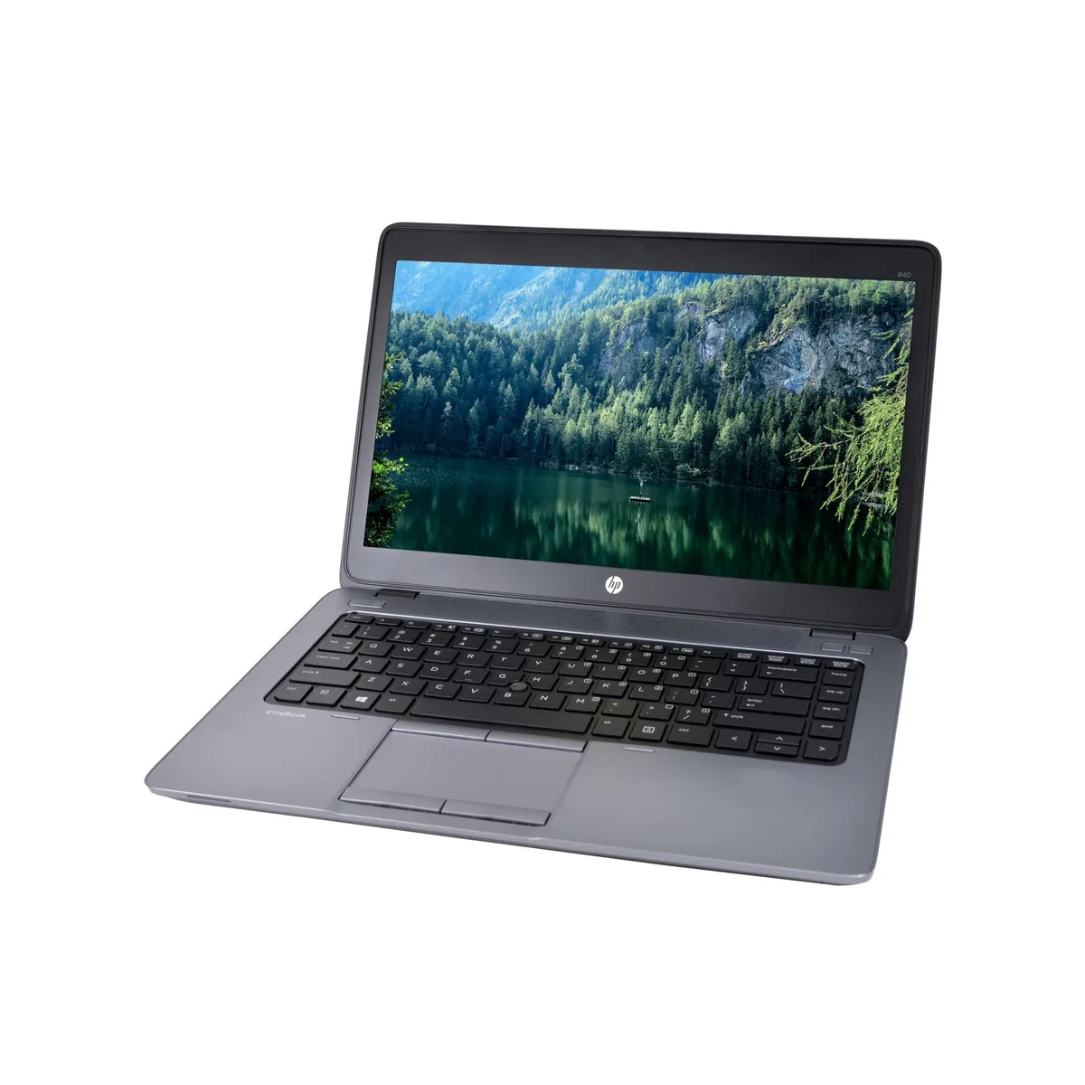 Silver 14-inch business laptop closed, HP EliteBook 840 G2 branding visible