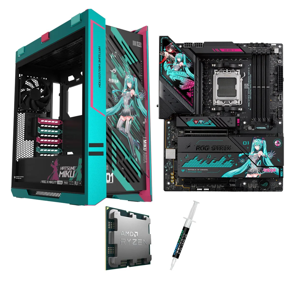 ASUS ASUS ROG STRIX X870E-H S MIKU AMD motherboard combo with Ryzen 7 9700X Hatsune Miku Case — product photo