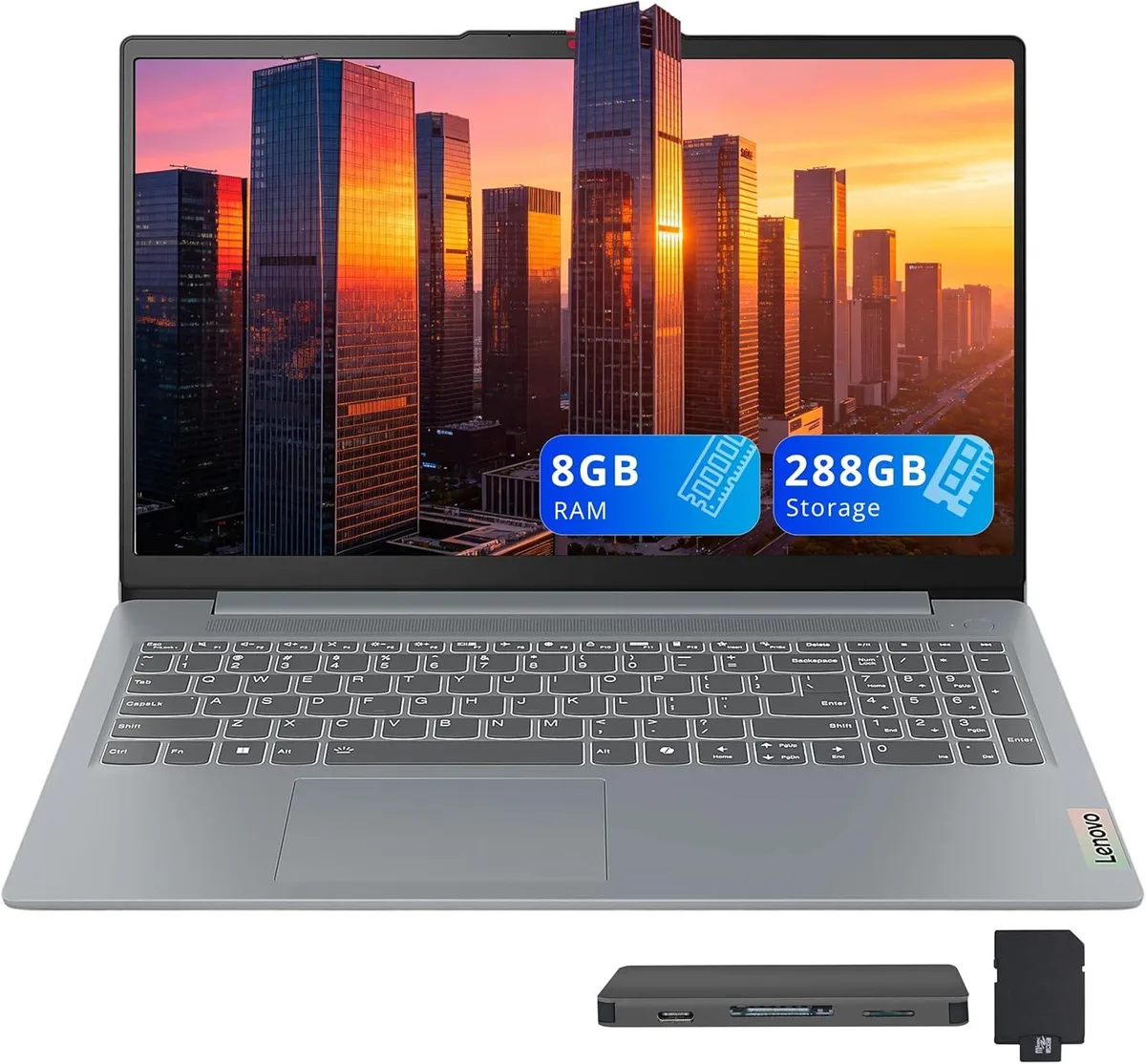Lenovo Lenovo IdeaPad Slim 3 15.6" FHD Business Laptop Intel Processor N150 8GB 288GB (128GB UFS+160GB Dock) Grey — product photo