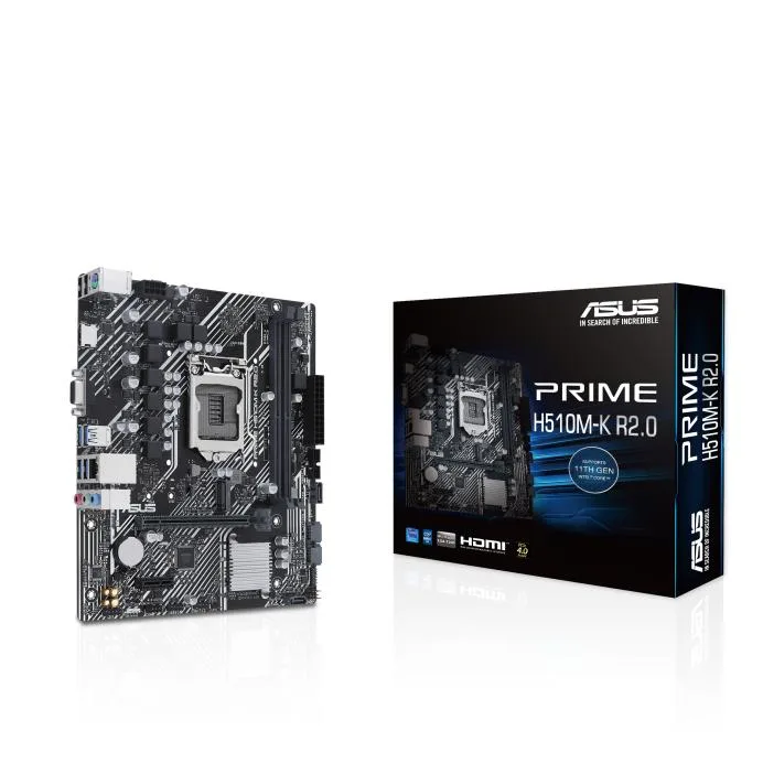 Green Micro ATX motherboard, LGA 1200 socket, DDR4 slots, PCIe x16, SATA ports, rear I/O panel