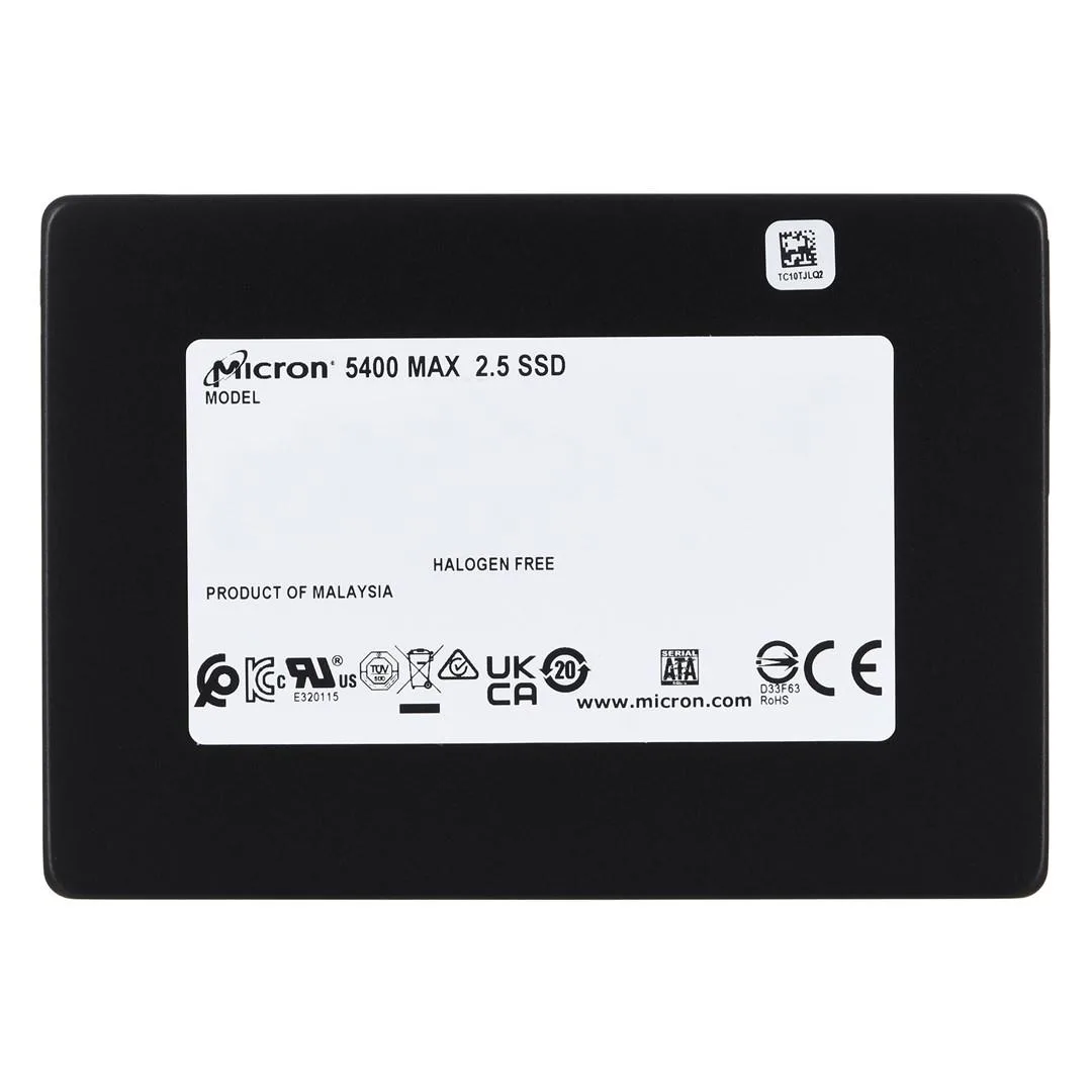 A silver 2.5 inch SATA SSD labelled Micron 5400 MAX 480GB