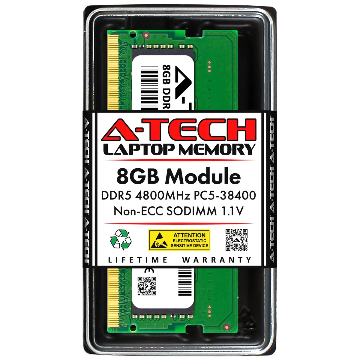 A-Tech A-Tech 8GB DDR5 4800MHz SODIMM CL40 1.1V 262-Pin Laptop RAM — 제품 사진