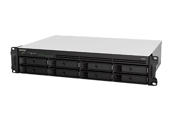 Black 8-bay rackmount NAS chassis with redundant power supplies