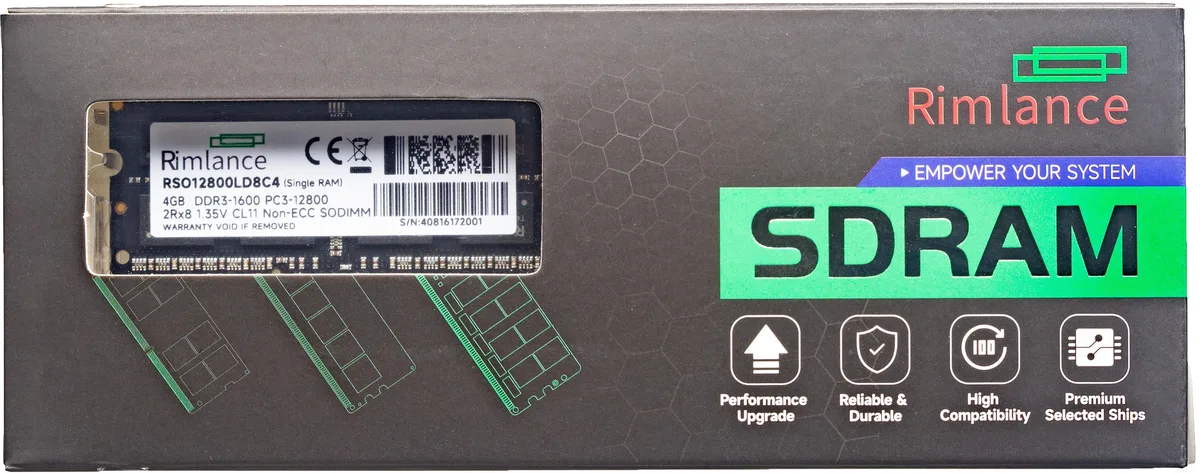 RIMLANCE RIMLANCE RSO12800LD8C4 4GB DDR3 1600MHz 1.35V SODIMM 2RX8 — foto produk