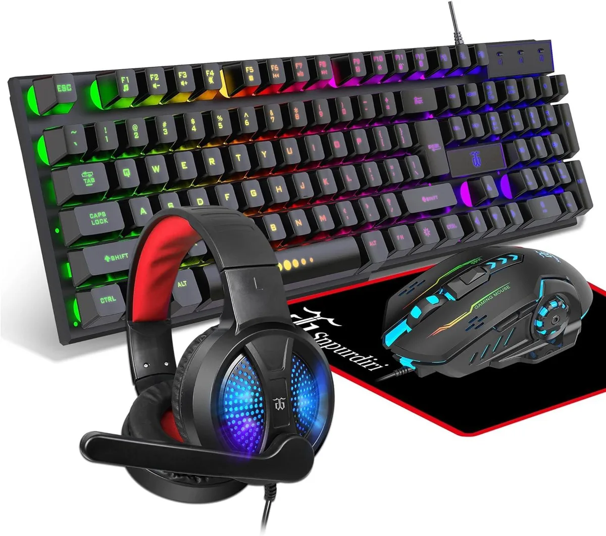 BFKK BFKK Gaming Keyboard Combo 104-Key Mouse Headset Pad — Produktfoto