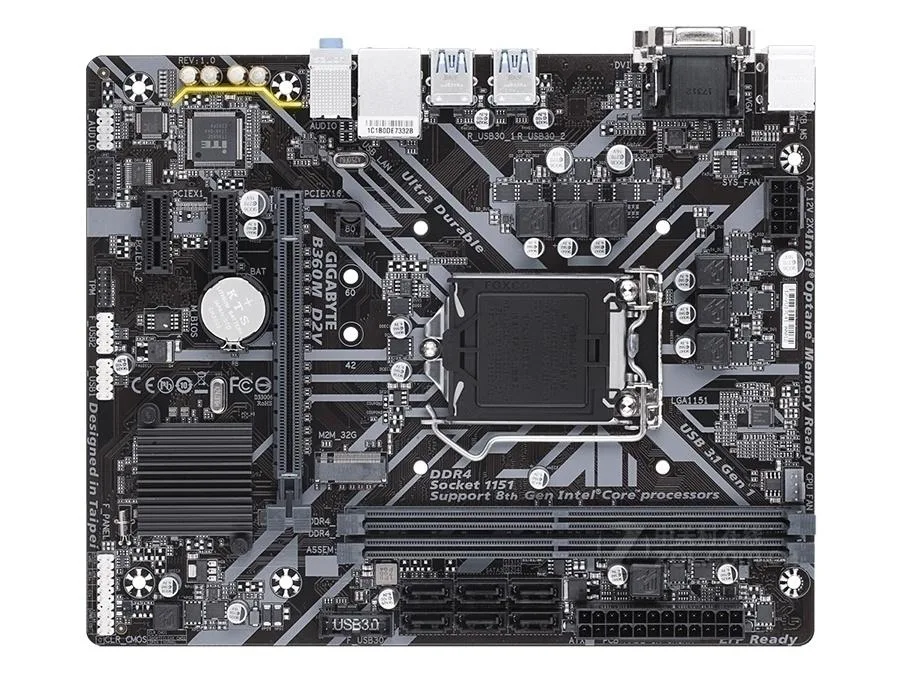GIGABYTE GIGABYTE B360M D2V LGA 1151 Intel B360 DDR4 32GB Micro ATX motherboard — תמונת המוצר