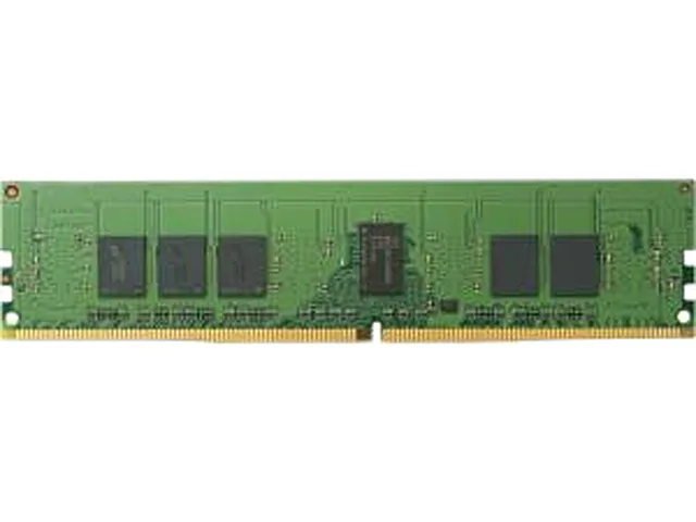 Green rectangular DDR4 memory module with gold contacts