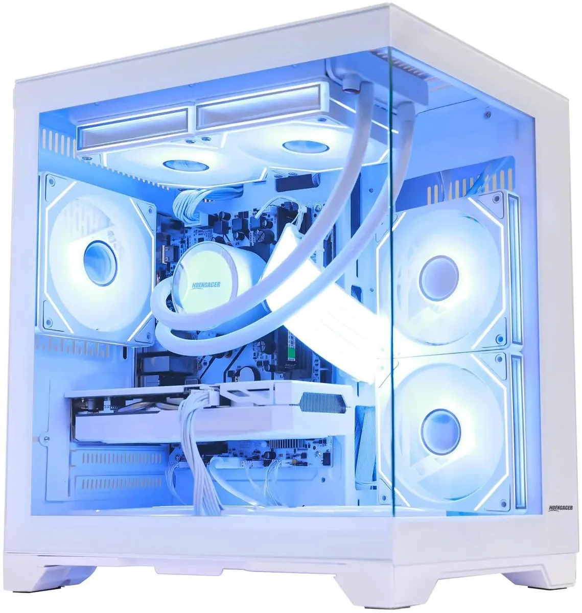 Hoengager Hoengager Gaming PC Ryzen 7 5700X Radeon RX 9060 XT 16GB 32GB DDR4 1TB White — product photo