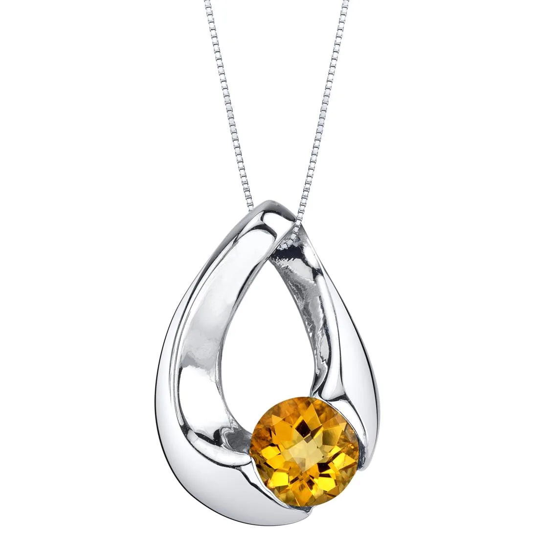 Oravo Oravo Citrine Sterling Silver Slider Pendant Necklace 18" .75ct .925 — foto do produto