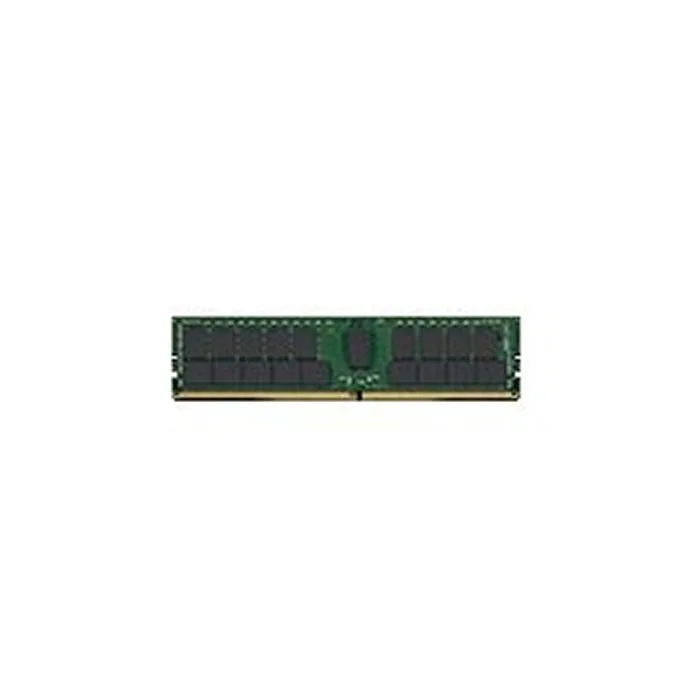 Green circuit board with black memory chips in a row, gold edge connector at bottom
