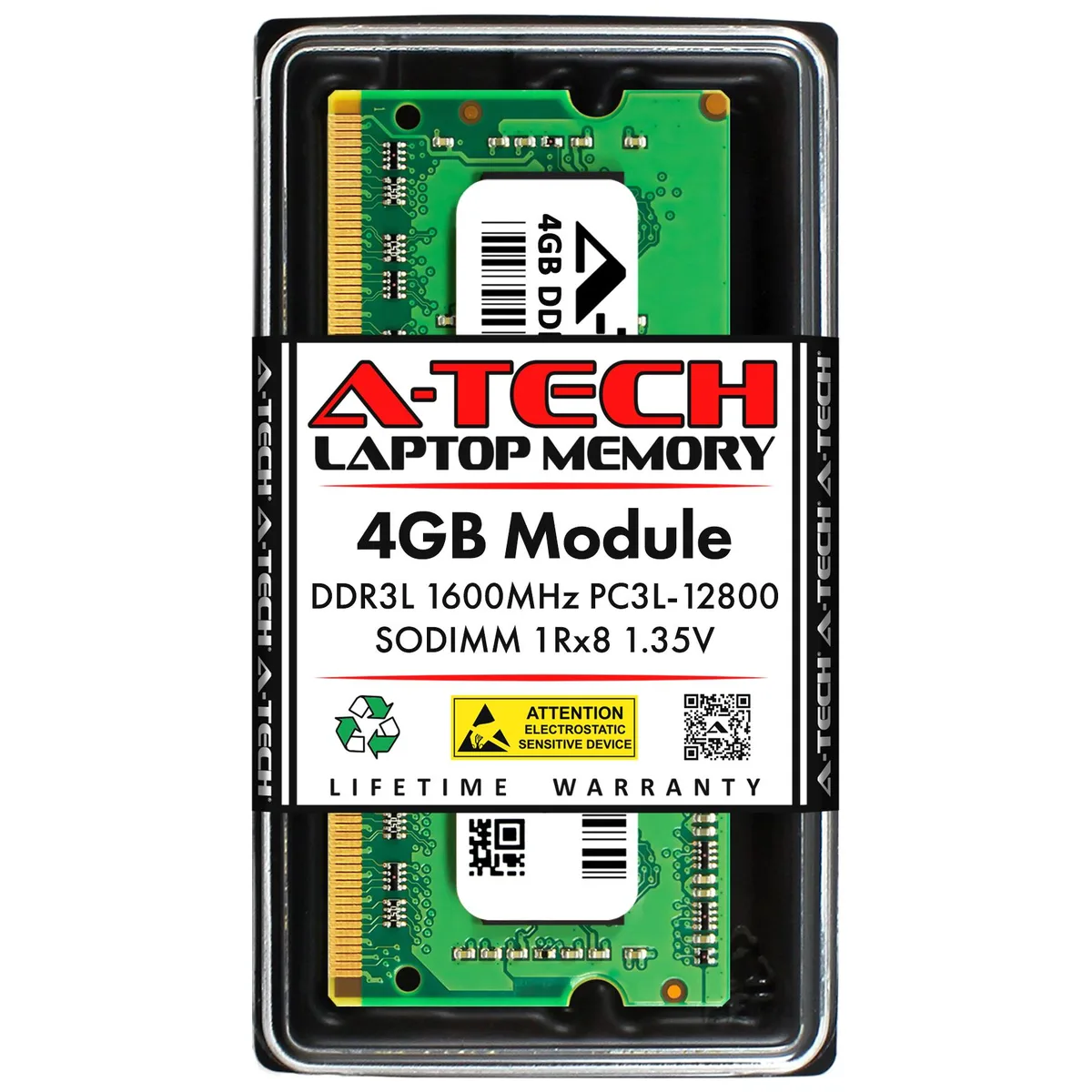 A-Tech A-Tech 4GB DDR3L 1600MHz 204-Pin SODIMM Laptop RAM — photo du produit