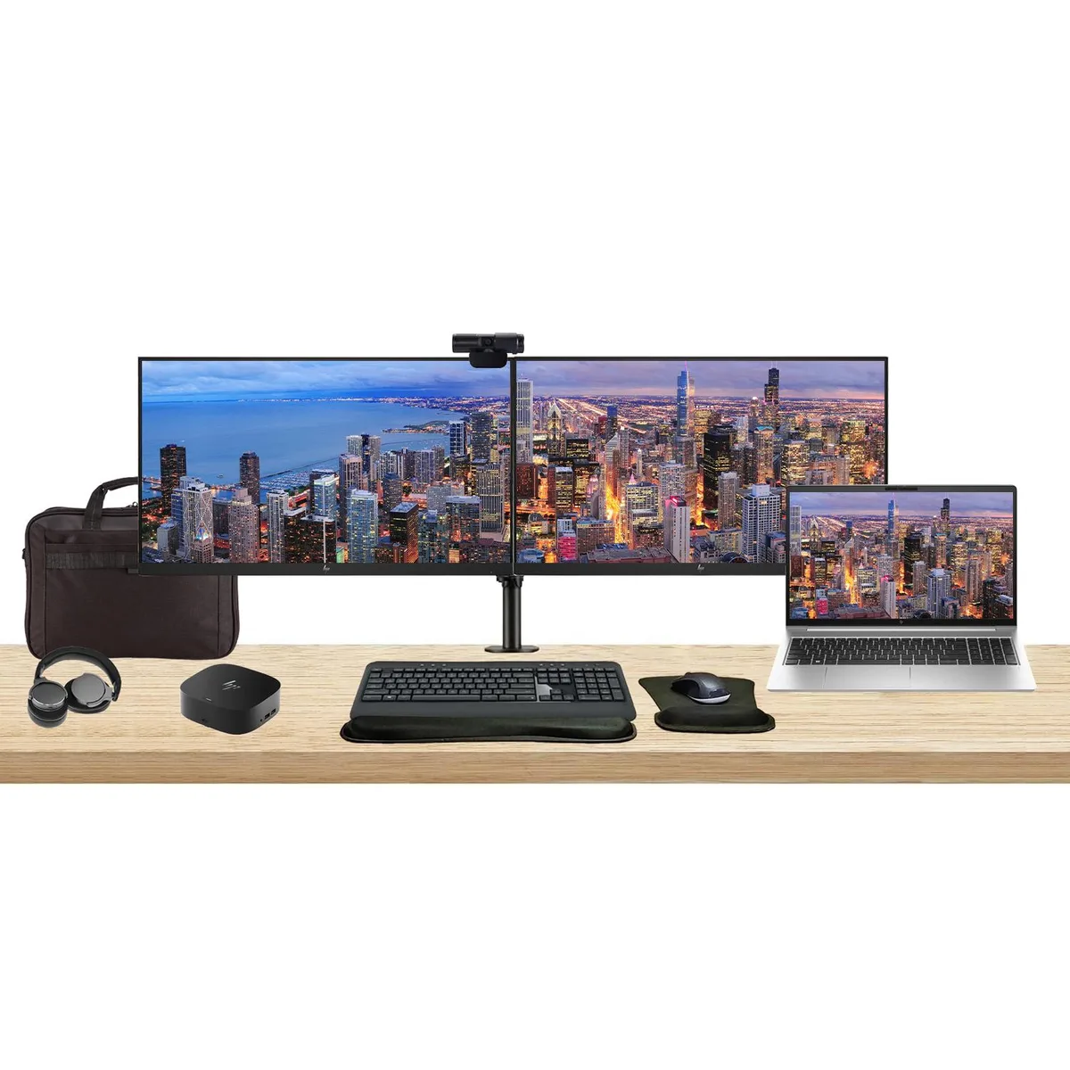 HP HP EliteBook 655 G10 15.6" Ryzen 7 32GB 1TB Bundle with Dual 24" Monitors, Dock, Peripherals, Bag — 商品写真