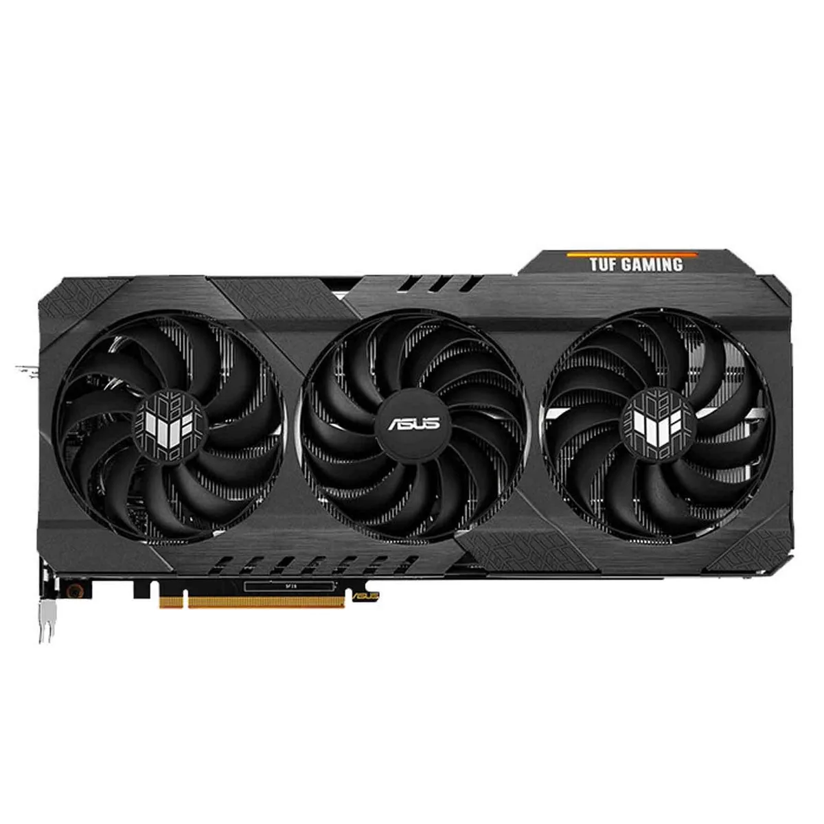 ASUS TUF Gaming Radeon RX 7800 XT graphics card with triple axial fans and metal exoskeleton backplate