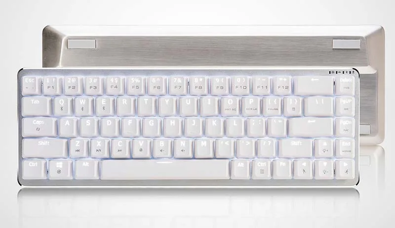 White mechanical gaming keyboard with black Cherry MX switches and white backlighting